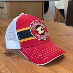 Red and White Mesh Cap Calgary flames